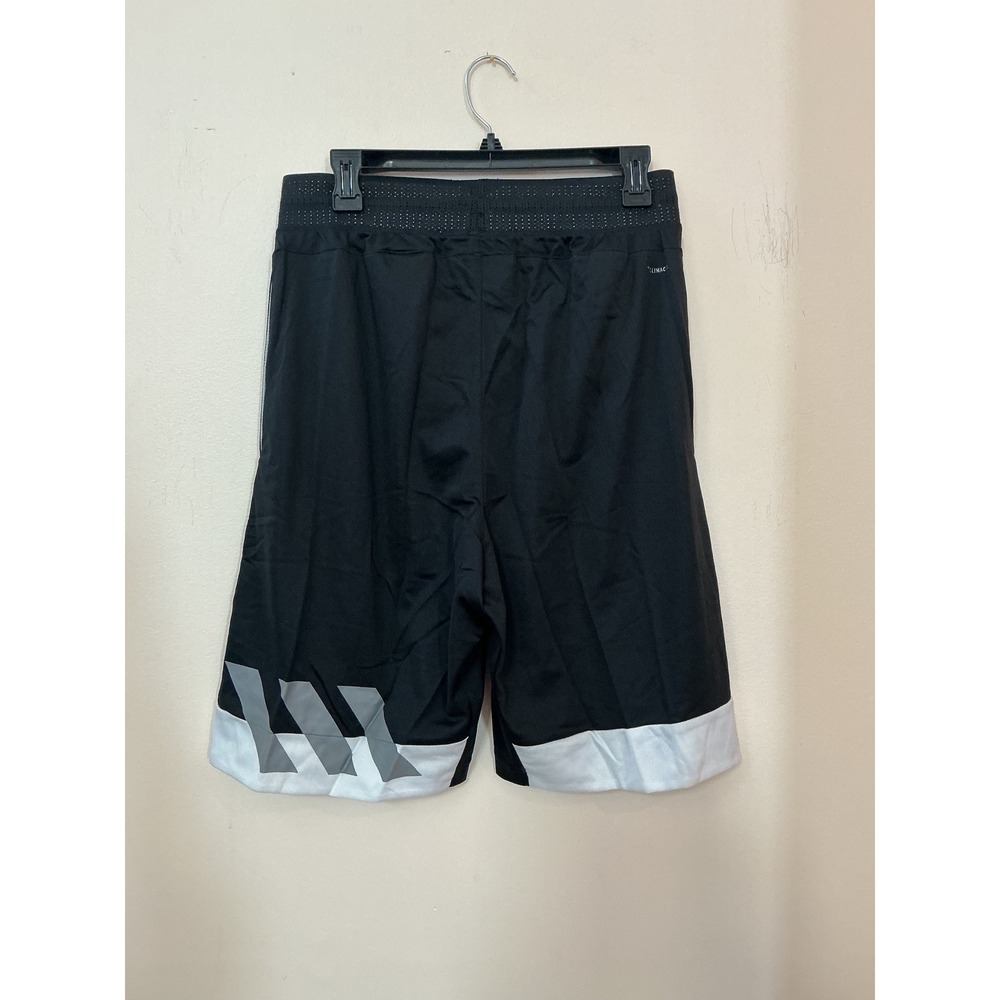 NWT Adidas Athletic Shorts Black White Men's Large Climacool Drawstring Pockets - Picture 4 of 5